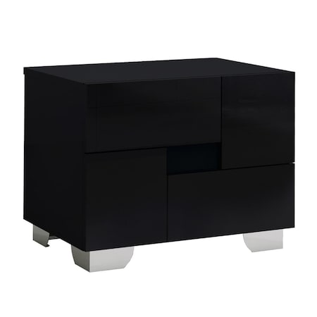 Oceantailer Home Roots Beddings  Superb High Gloss Nightstand, Black - 18 in. 329643